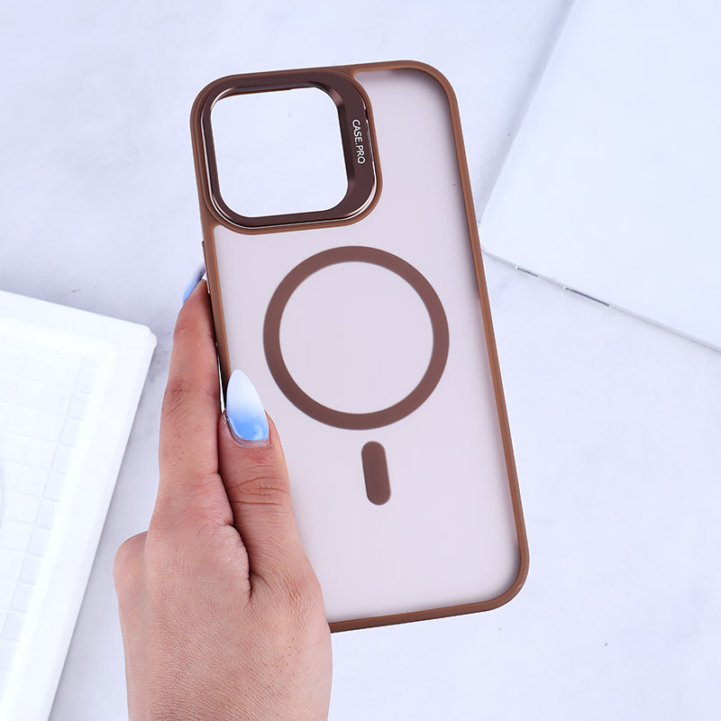 قاب مگ سیف استندشو با محافظ لنز رینگی آیفون iPhone 16 Pro Max پشت مات