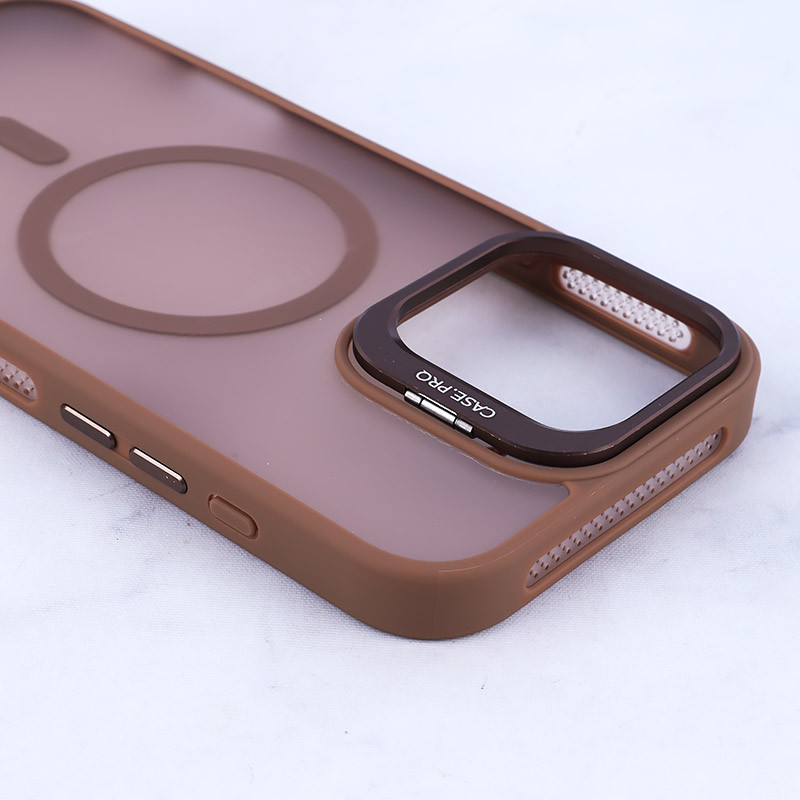 قاب مگ سیف استندشو با محافظ لنز رینگی آیفون iPhone 16 Pro Max پشت مات