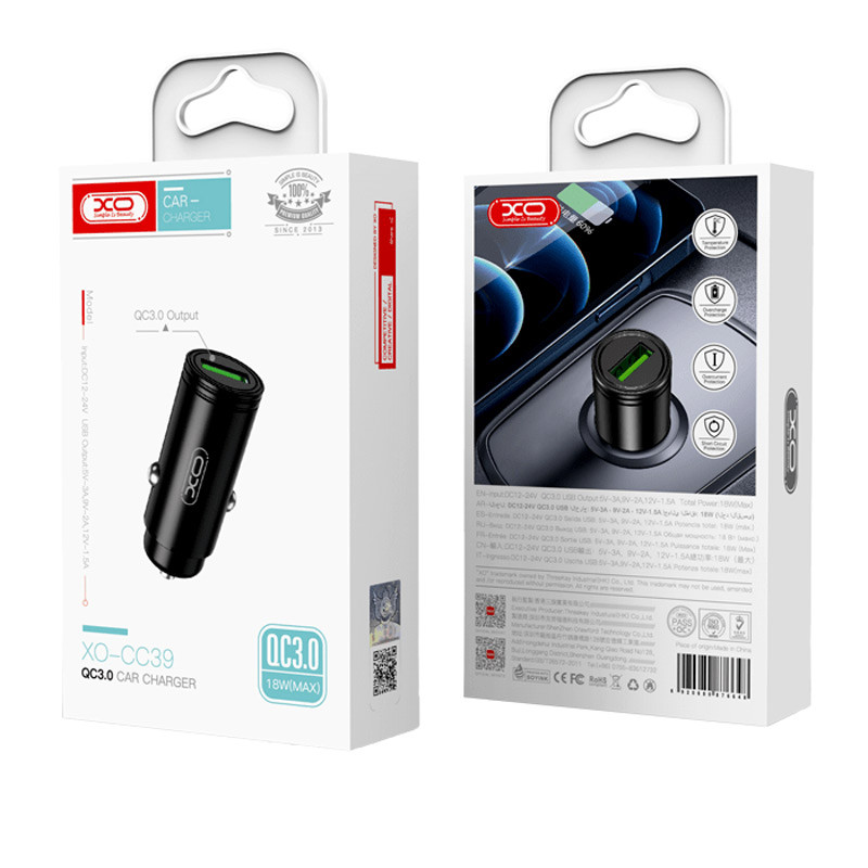 شارژر فندکی فست شارژ XO XO-CC39 3A QC3.0 18W