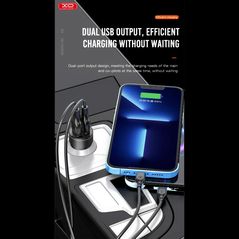 شارژر فندکی فست شارژ XO XO-CC48 2.4A 12W + کابل تایپ سی