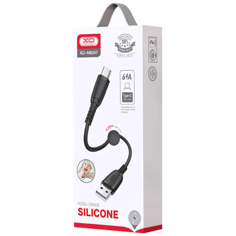 کابل کوتاه تایپ سی فست شارژ XO XO-NB247 6A 25cm