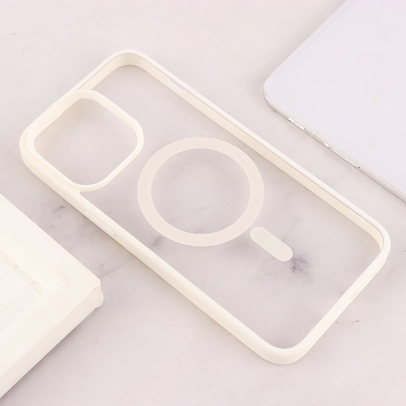 قاب PC شفاف دور رنگی مگ سیف iPhone 15 Pro Max