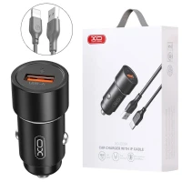 شارژر فندکی فست شارژ XO XO-CC54 3A QC PD 18W + کابل آیفونی