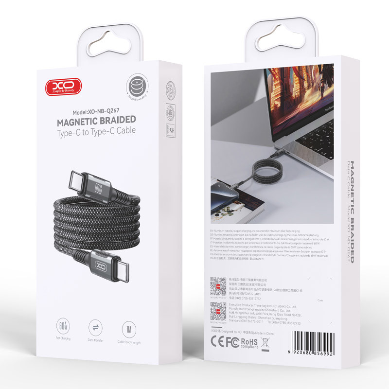 کابل تبدیل فست شارژ XO XO-NB-Q267 Type-C To Type-C PD 60W 1m