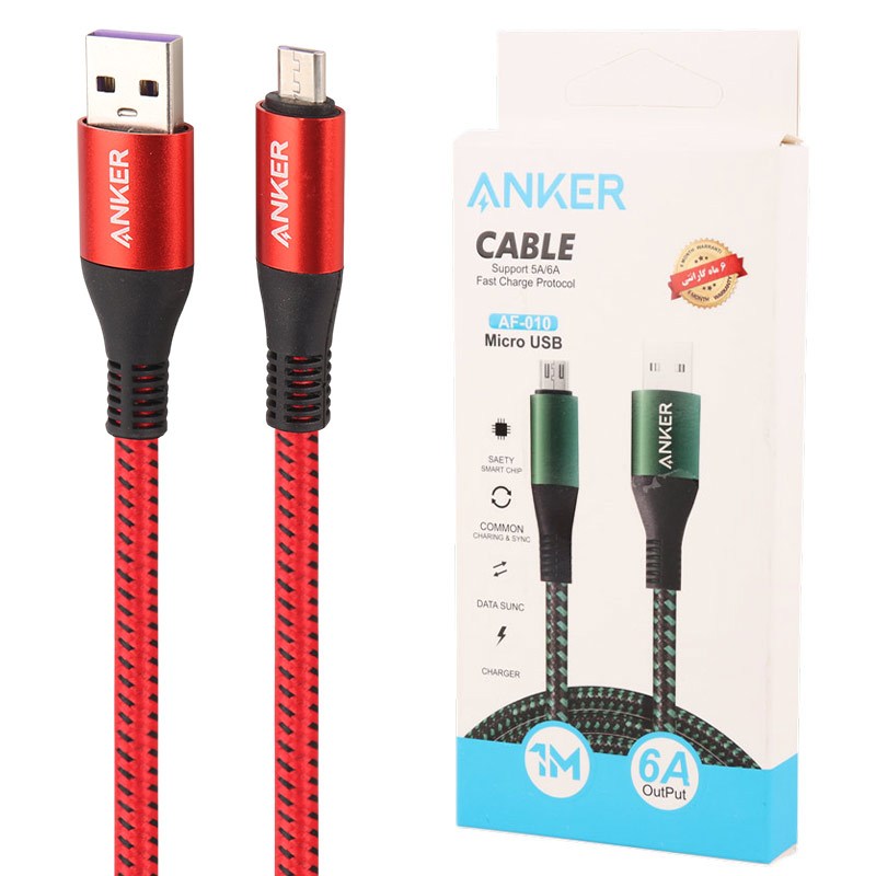 کابل میکرو یو اس بی فست شارژ ANKER AF-010 6A 1M