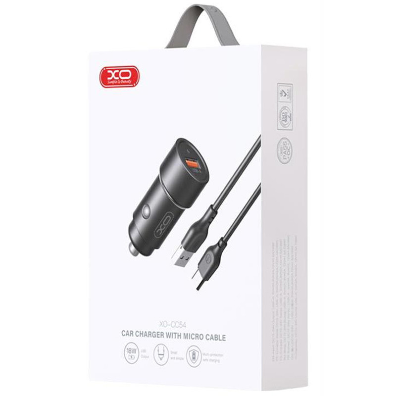 شارژر فندکی فست شارژ XO XO-CC54 3A QC PD 18W + کابل میکرو یو اس بی