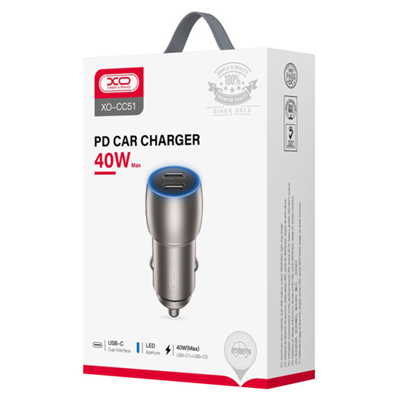 شارژر فندکی فست شارژ XO XO-CC51 3A PD 20W + کابل تبدیل تایپ سی