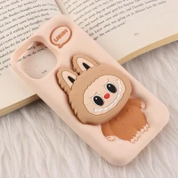 قاب سیلیکونی آیفون iPhone 13 / 14 پاپ سوکت دار طرح Labubu