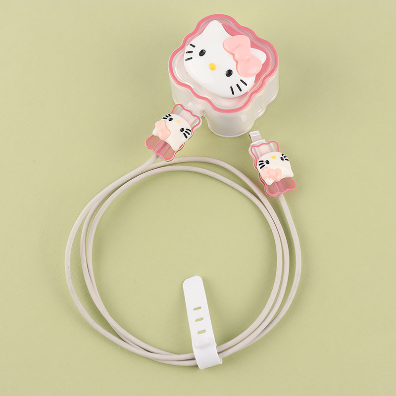 ست محافظ کابل و کلگی شارژر آیفون طرح Kitty