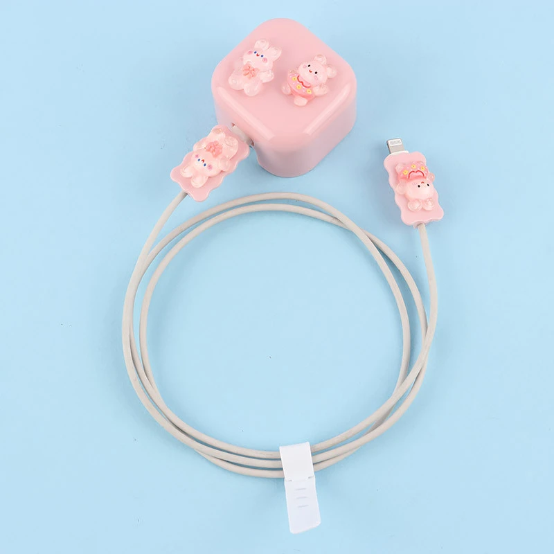 ست محافظ کابل و کلگی شارژر آیفون طرح خرگوش فانتزی