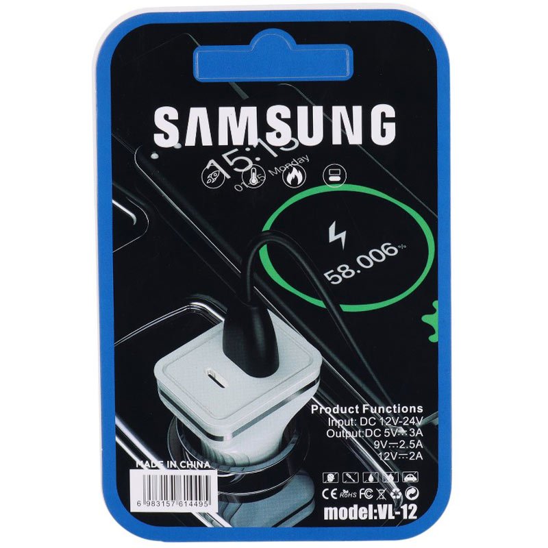 شارژر فندکی فست شارژ SAMSUNG LV-12 QC3.0 PD 3A 24W