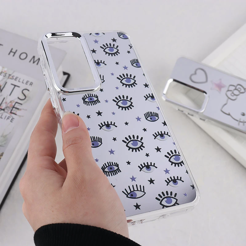 قاب آینه ای سامسونگ Galaxy A35 طرح دار دور محافظ متال