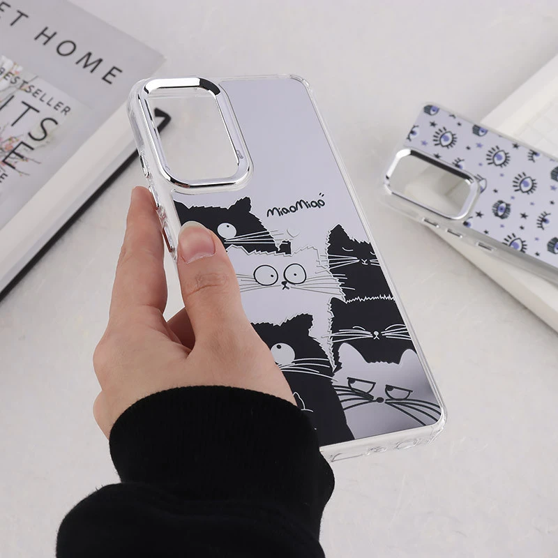قاب آینه ای سامسونگ Galaxy A32 4G طرح دار دور محافظ متال