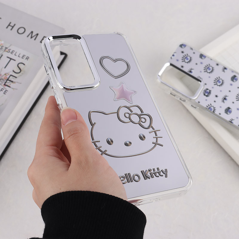 قاب آینه ای سامسونگ Galaxy A55 طرح دار دور محافظ متال