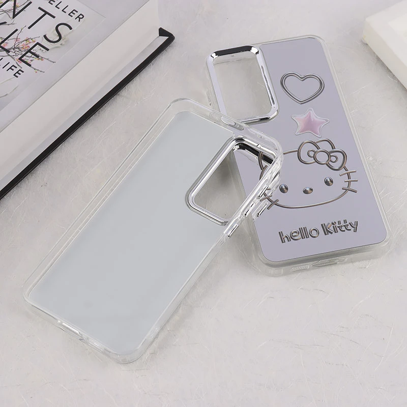 قاب آینه ای سامسونگ Galaxy A55 طرح دار دور محافظ متال