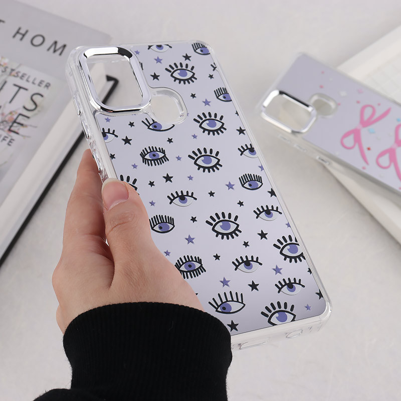 قاب آینه ای سامسونگ Galaxy A21s طرح دار دور محافظ متال