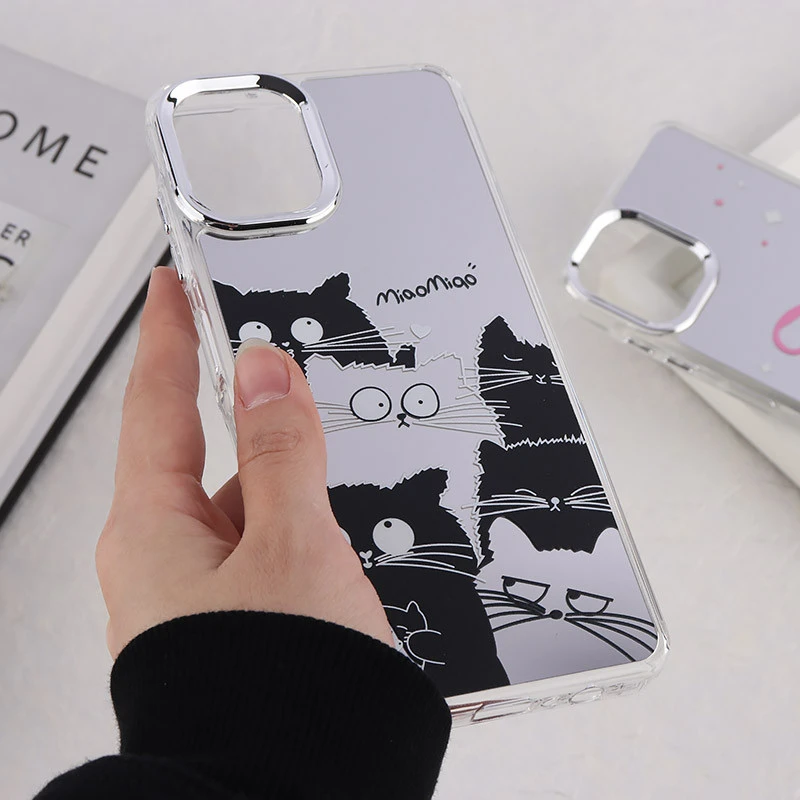 قاب آینه ای سامسونگ Galaxy A06 طرح دار دور محافظ متال