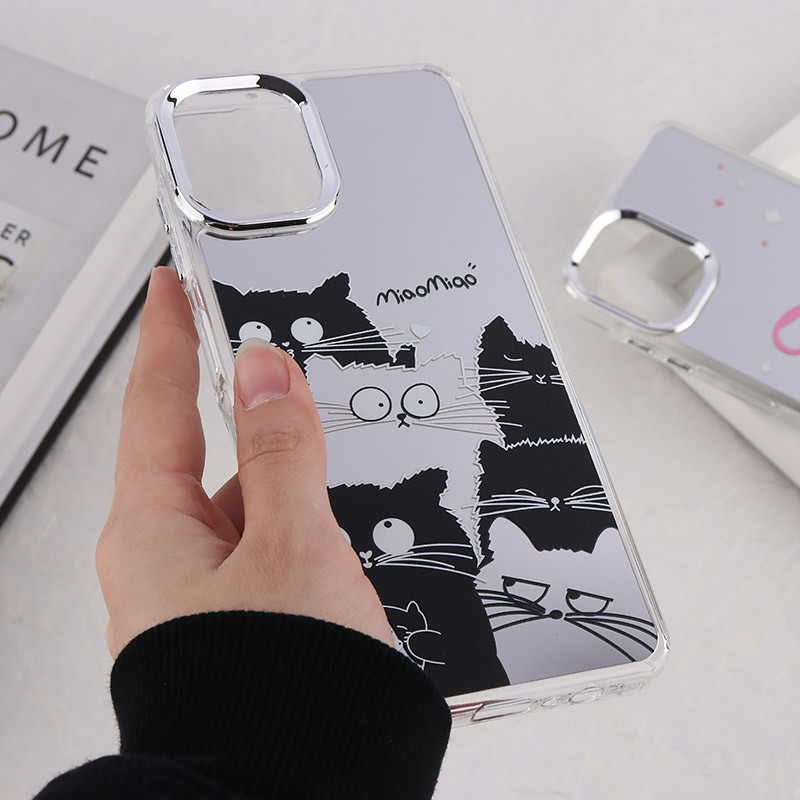 قاب آینه ای سامسونگ Galaxy A06 طرح دار دور محافظ متال