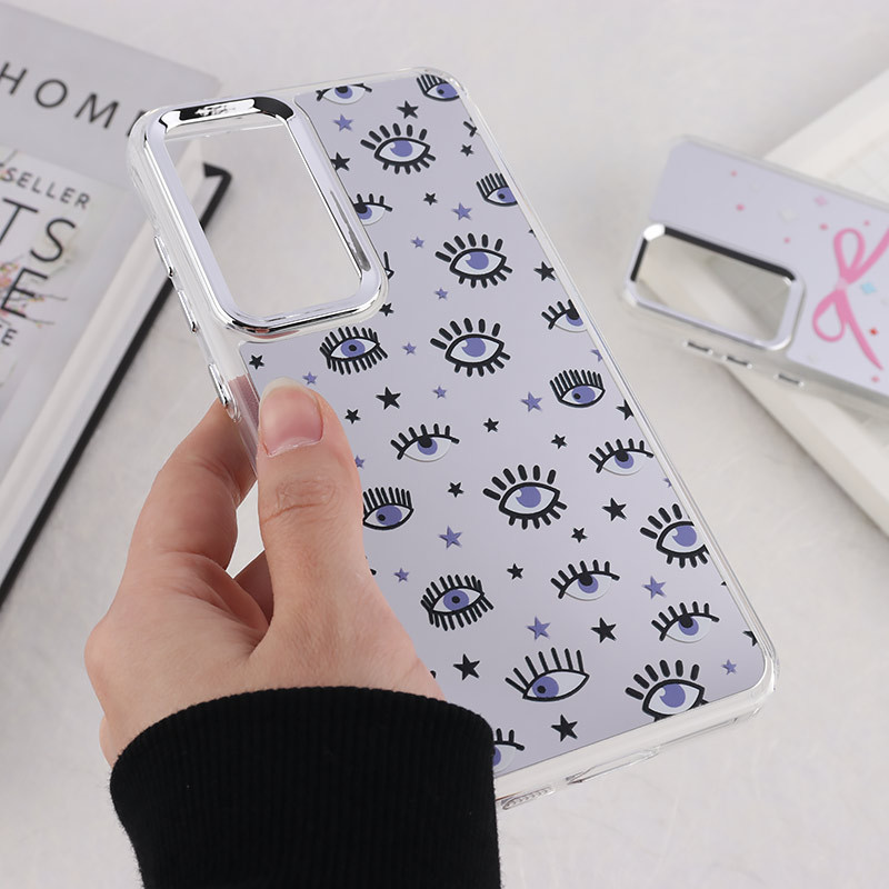 قاب آینه ای سامسونگ Galaxy S24 FE طرح دار دور محافظ متال