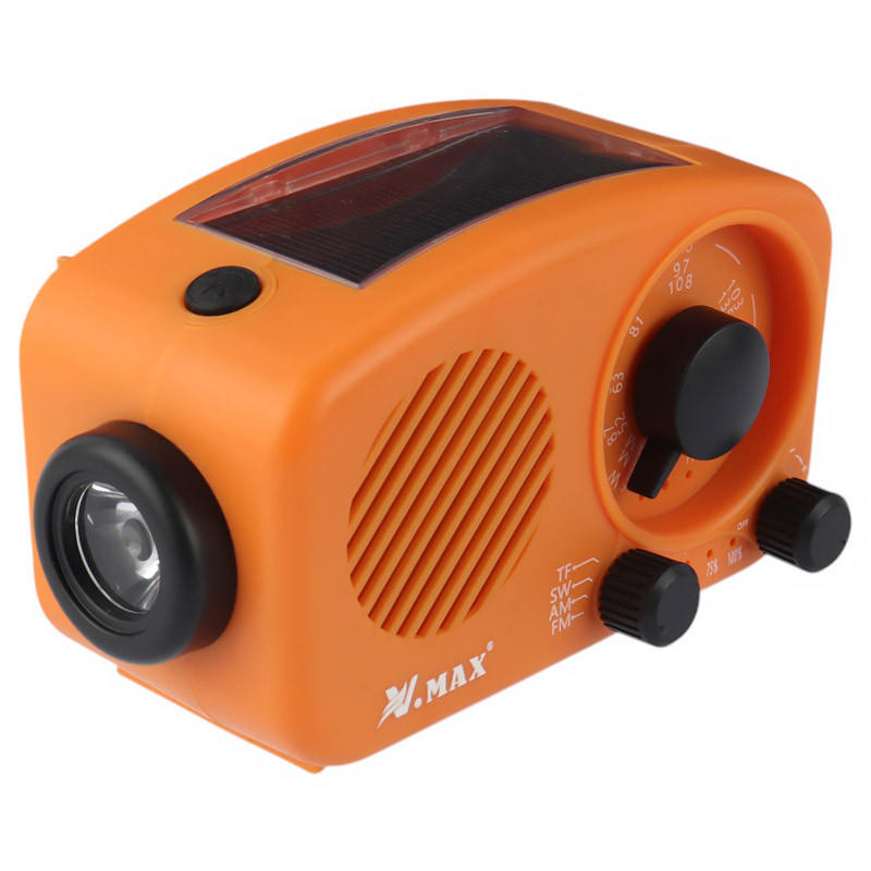 رادیو اسپیکر بلوتوثی رم و فلش خور خورشیدی V.MAX V-FM01-898