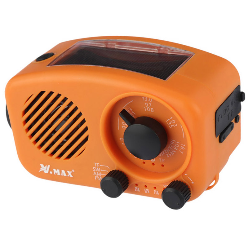 رادیو اسپیکر بلوتوثی رم و فلش خور خورشیدی V.MAX V-FM01-898