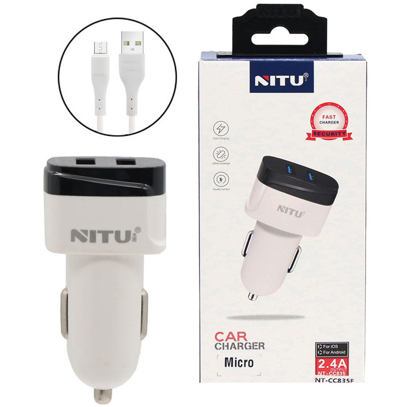 شارژر فندکی فست شارژ Nitu NT-CC835F 3A QC3.0 PD 18W + کابل میکرو یو اس بی