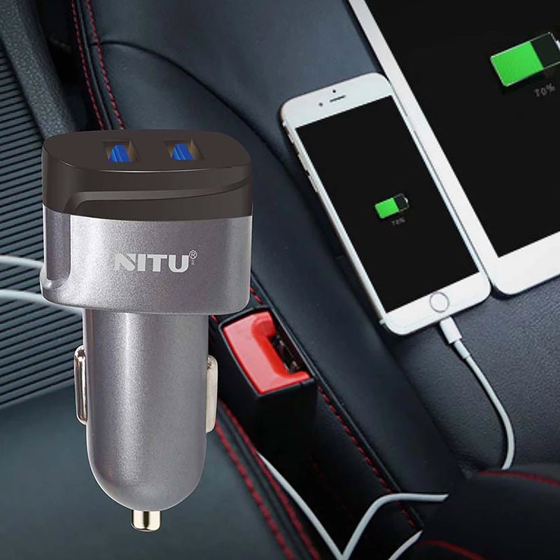 شارژر فندکی فست شارژ Nitu NT-CC835F 3A QC3.0 PD 18W + کابل میکرو یو اس بی