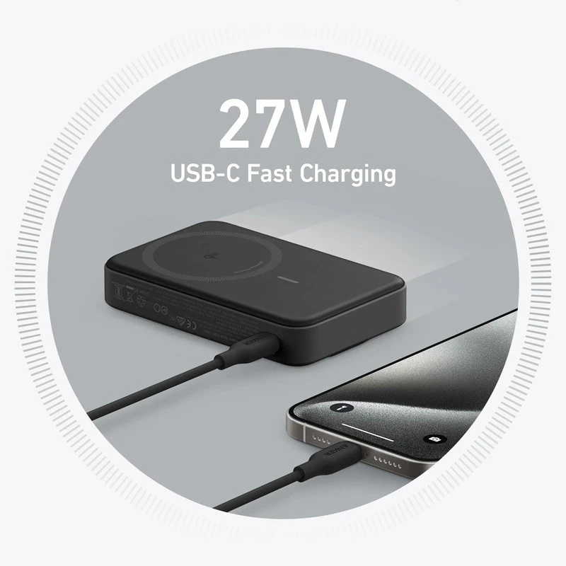 پاور بانک بی سیم فست شارژ انکر MagGo A1654 PD 27W ظرفیت 10000 میلی آمپر ساعت
