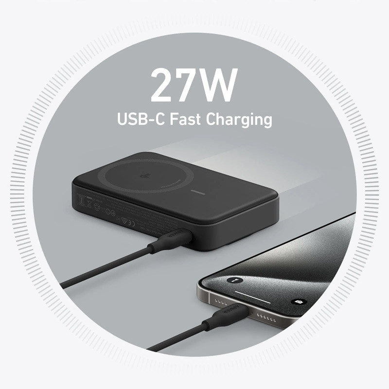 پاور بانک بی سیم فست شارژ انکر MagGo A1654 PD 27W ظرفیت 10000 میلی آمپر ساعت