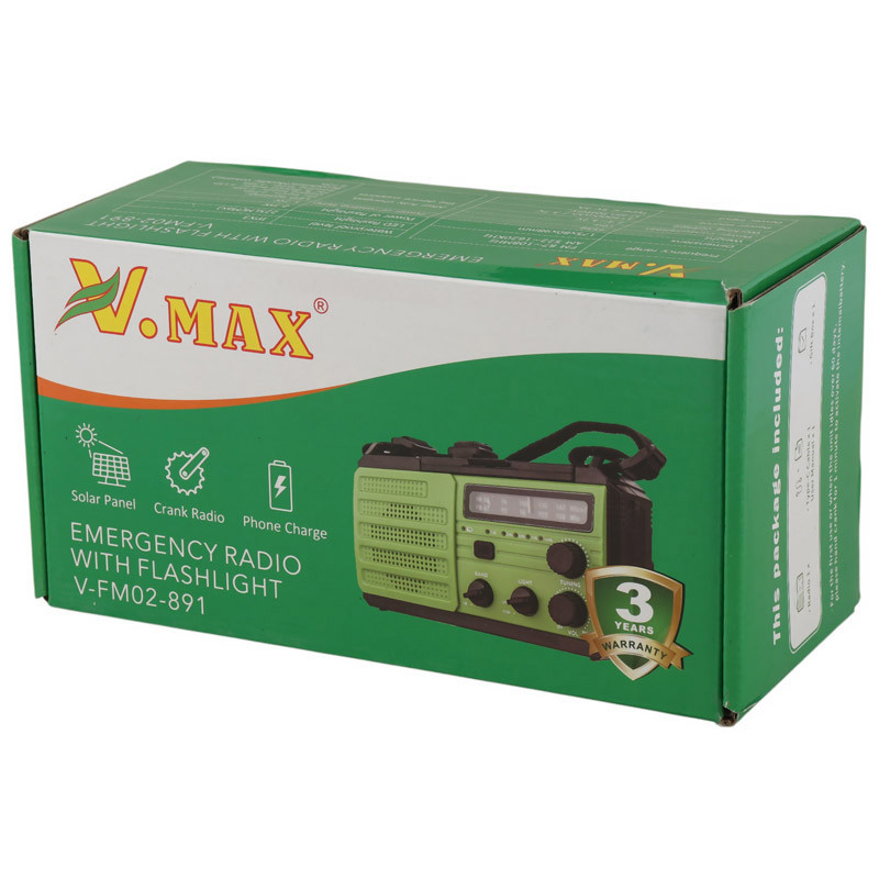 رادیو خورشیدی چندکارهV.Max V-FM02-891