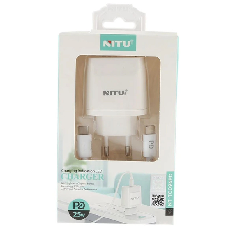 شارژر دیواری 25 وات نیتو NT-TC096PD PD 3A + کابل تبدیل تایپ سی