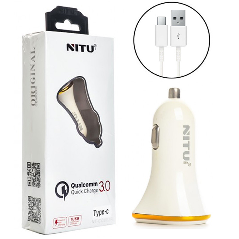 شارژر فندکی فست شارژ Nitu NT-CC802F QC3.0 18W + کابل تایپ سی