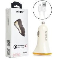 شارژر فندکی فست شارژ Nitu NT-CC802F QC3.0 18W + کابل تایپ سی