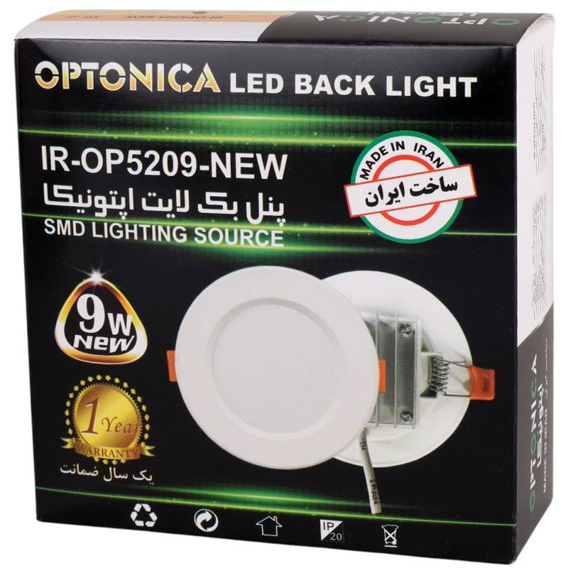 پنل بک لایت توکار گرد 9 وات اپتونیکا IR-OP5209