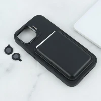 قاب مگ سیف Support آیفون iPhone 15 جاکارتی دار استندشو با محافظ لنز رینگی