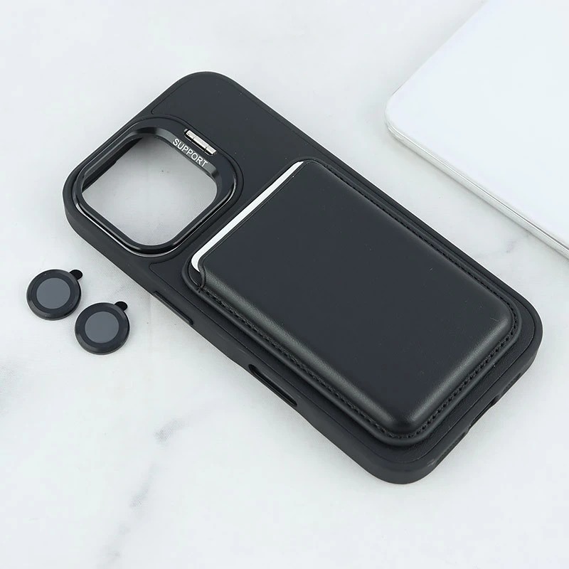 قاب مگ سیف Support آیفون iPhone 16 جاکارتی دار استندشو با محافظ لنز رینگی