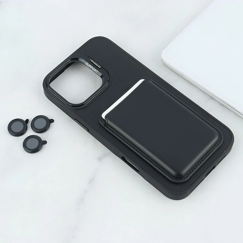 قاب مگ سیف Support آیفون iPhone 16 Pro Max جاکارتی دار استندشو با محافظ لنز رینگی