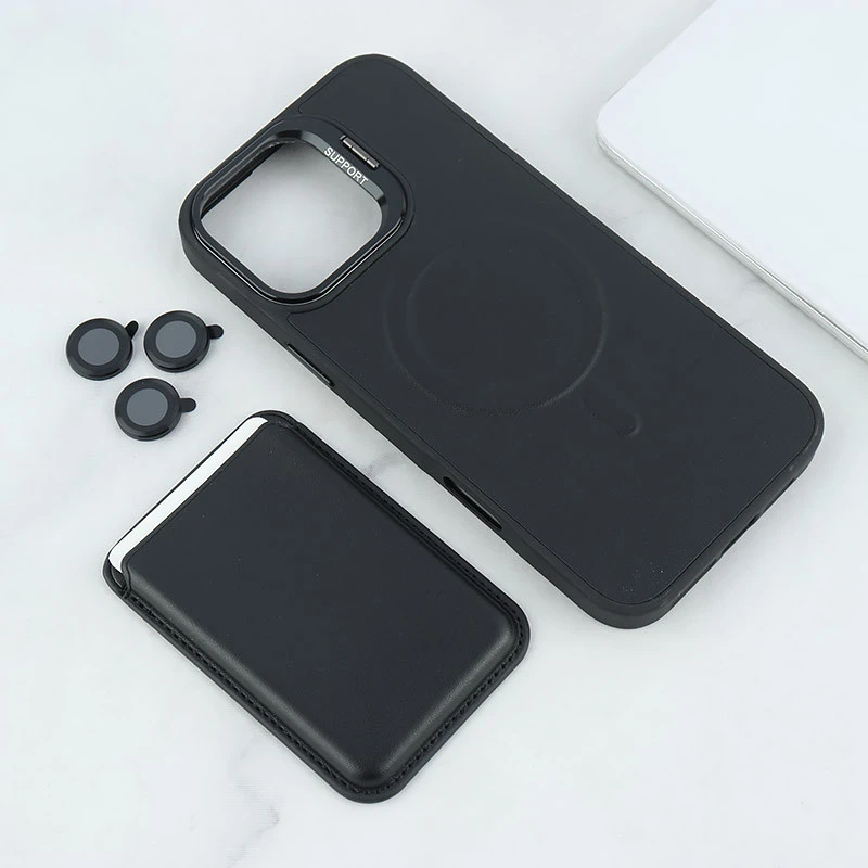 قاب مگ سیف Support آیفون iPhone 16 Pro Max جاکارتی دار استندشو با محافظ لنز رینگی
