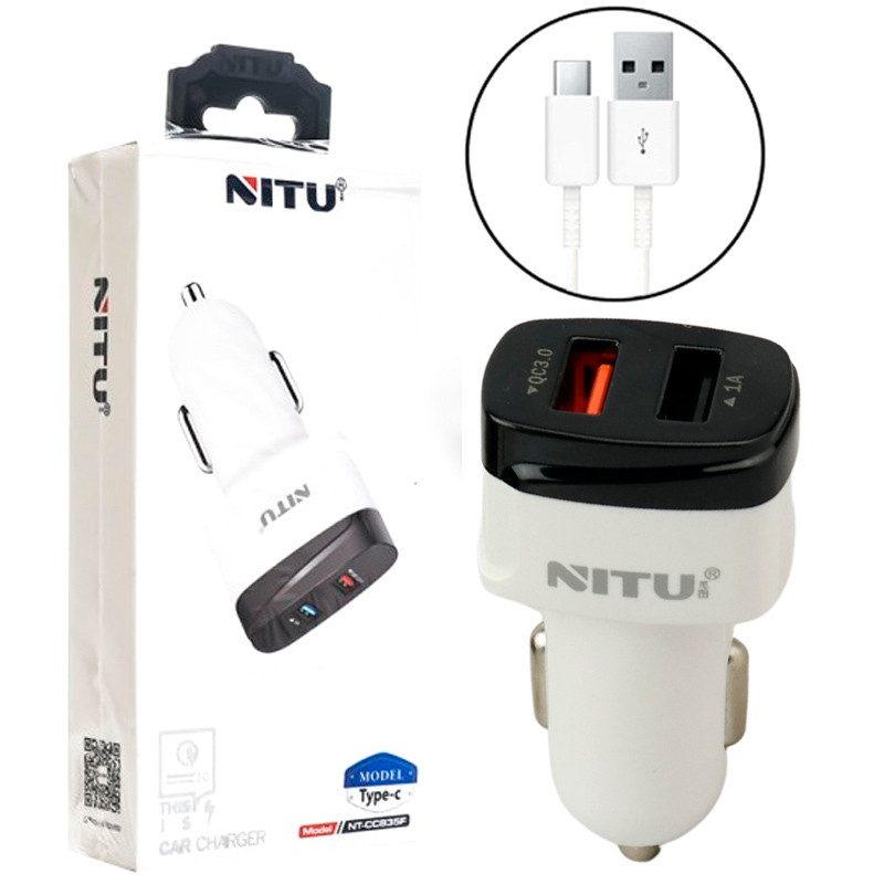 شارژر فندکی فست شارژ Nitu NT-CC835F 3A QC3.0 PD 18W + کابل تایپ سی