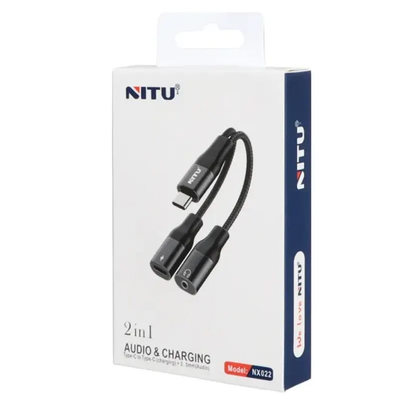 تبدیل هندزفری Nitu NX022 Type-C To Type-C / AUX