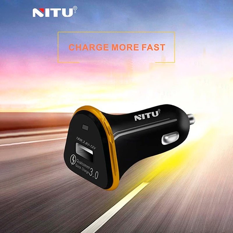 شارژر فندکی فست شارژ Nitu NT-CC802F QC3.0 18W + کابل تایپ سی