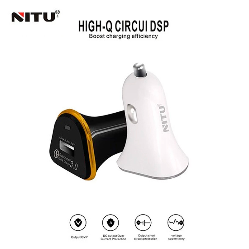 شارژر فندکی فست شارژ Nitu NT-CC802F QC3.0 18W + کابل تایپ سی