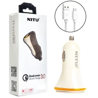 شارژر فندکی فست شارژ Nitu NT-CC802F QC3.0 18W + کابل میکرو یو اس بی