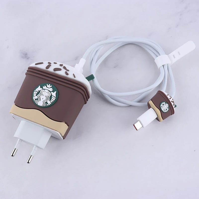 ست محافظ کابل و کلگی شارژر شیائومی طرح Starbucks