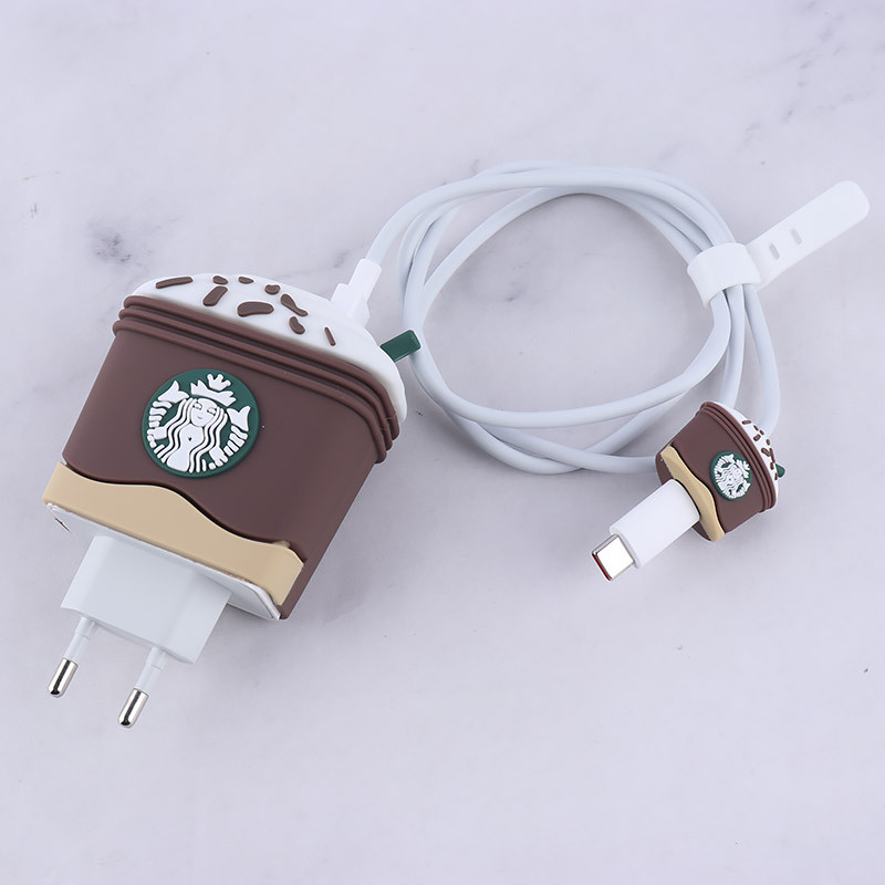 ست محافظ کابل و کلگی شارژر شیائومی طرح Starbucks