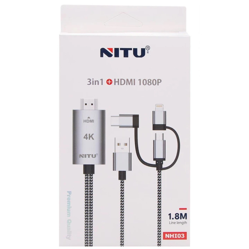 تبدیل Lightning/MicroUSB/Type-C به HDMI نیتو NHI03