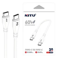 کابل تبدیل فست شارژ Nitu NC306 Type-C To Type-C 60W 30Cm