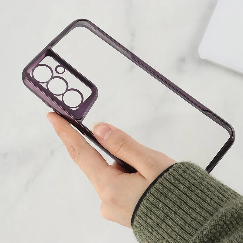قاب ژله ای شفاف سامسونگ Galaxy A16 4G / A16 5G طرح تیتانیوم محافظ لنزدار