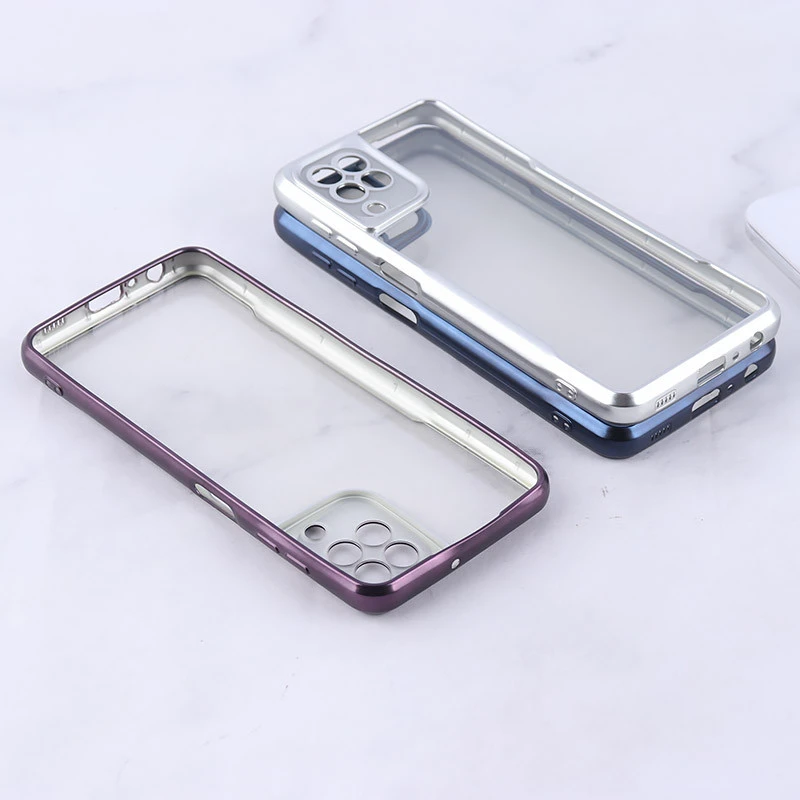 قاب ژله ای شفاف سامسونگ Galaxy A22 4G / M22 / M32 4G طرح تیتانیوم محافظ لنزدار