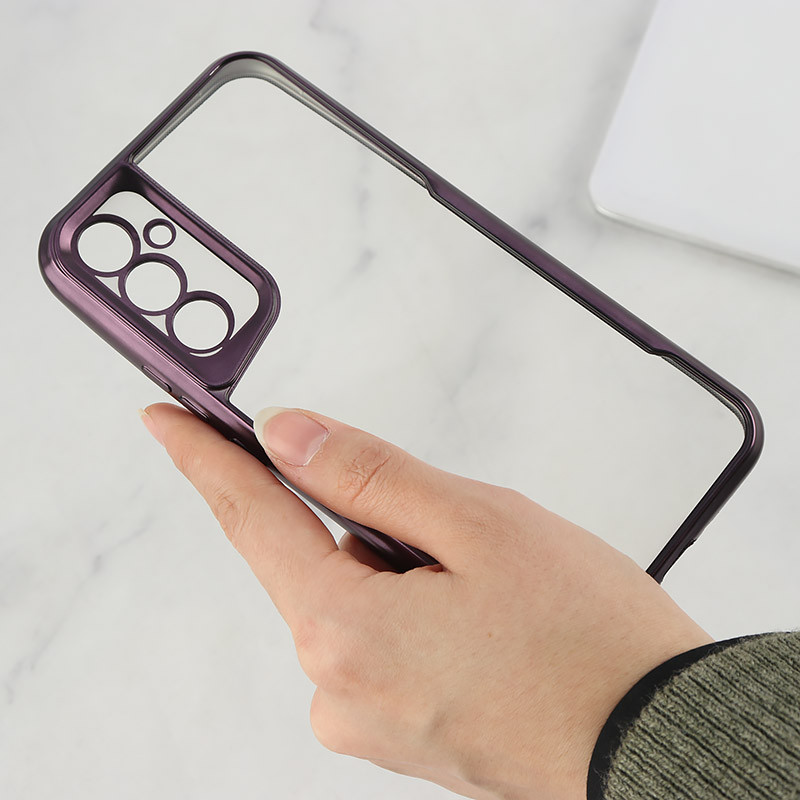 قاب ژله ای شفاف سامسونگ Galaxy A34 طرح تیتانیوم محافظ لنزدار